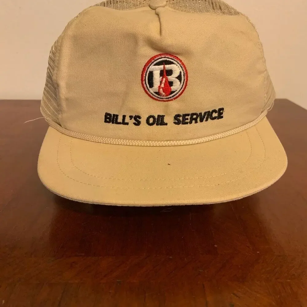 Vintage snapback hat dad cap oil with rope brim!bills oil service
